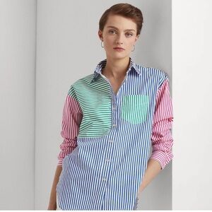 Ralph Lauren Striped Cotton Broadcloth Button Down Shirt